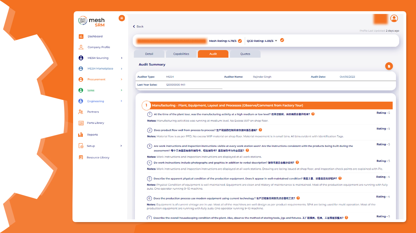 Supplier Audit Details